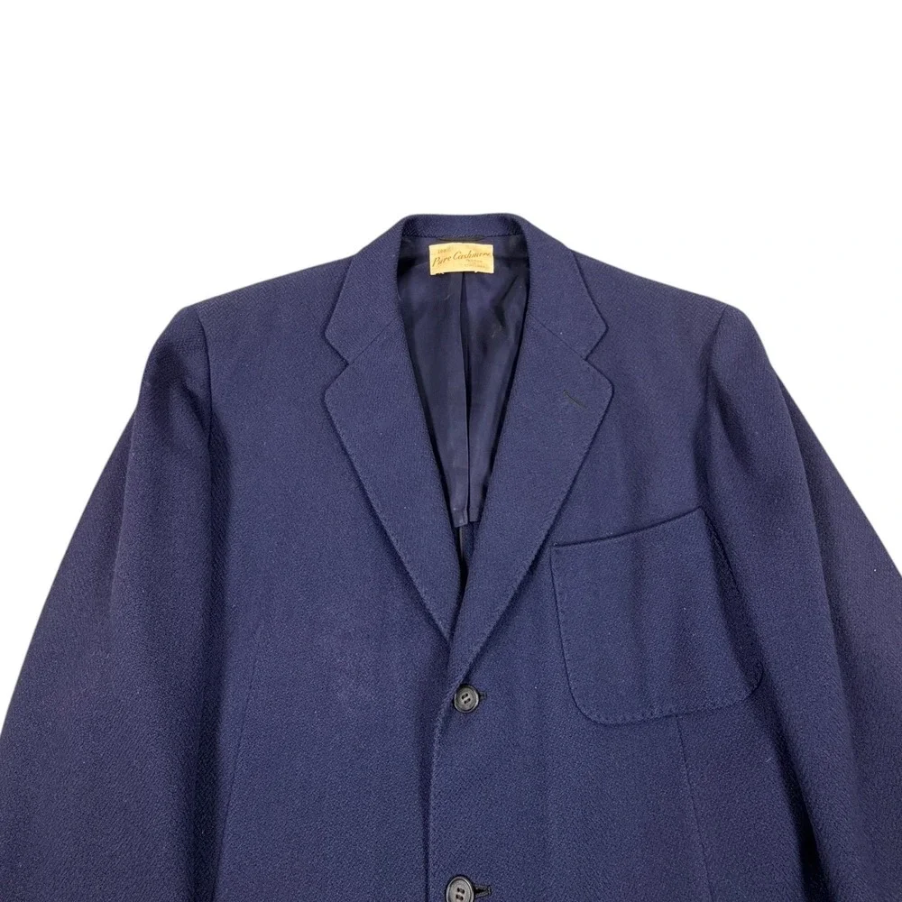 1950s Cashmere Patch Pocket Navy Blue Ireland Made Loomed Blazer 44R  Rockabilly